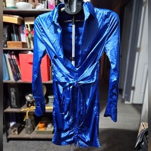 Glamaker Women's Blue Satin Dress Sz M